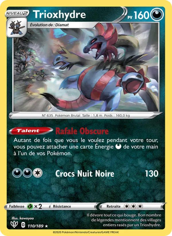 Carte Pokémon Trioxhydre de l'extension Ténèbres Embrasées