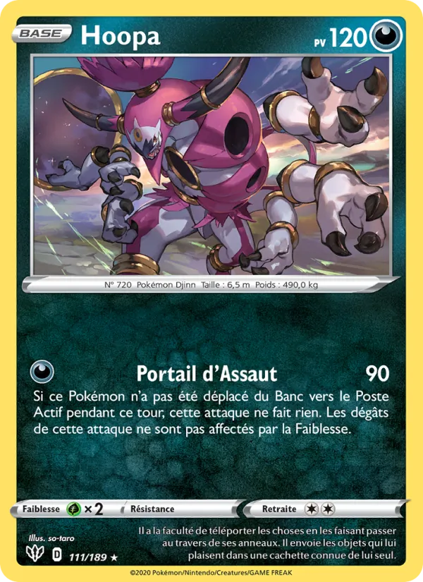 Carte Pokémon Hoopa de l'extension Ténèbres Embrasées