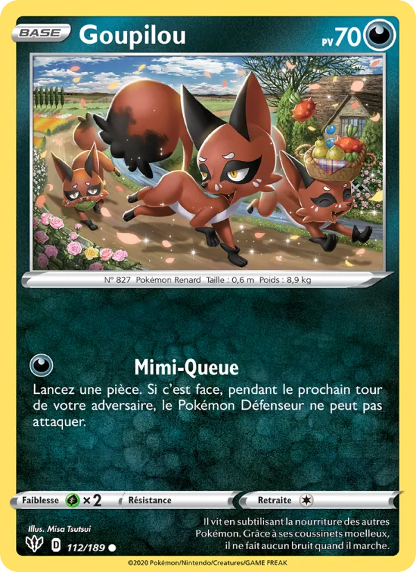 Carte Pokémon Goupilou de l'extension Ténèbres Embrasées