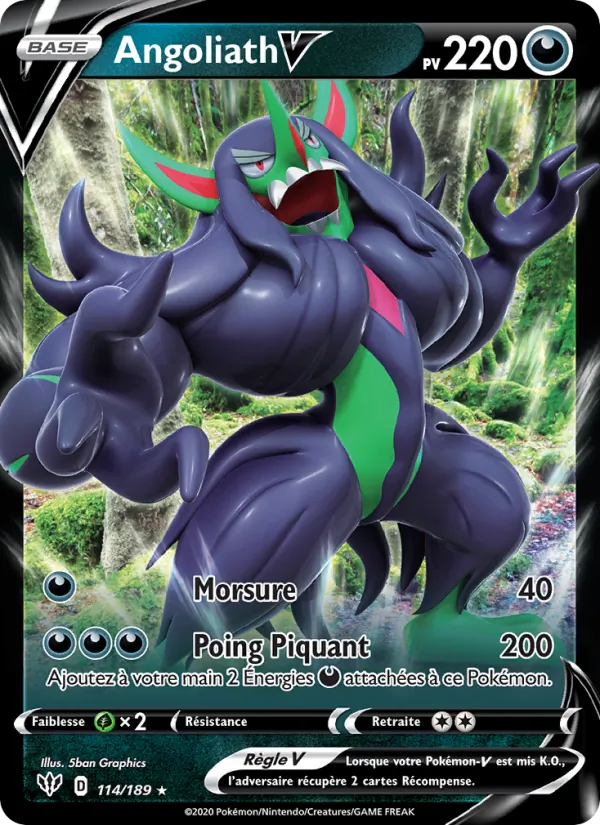 Carte Pokémon Angoliath V de l'extension Ténèbres Embrasées