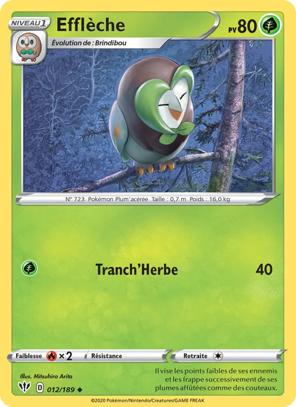 Carte Pokémon Efflèche de l'extension Ténèbres Embrasées