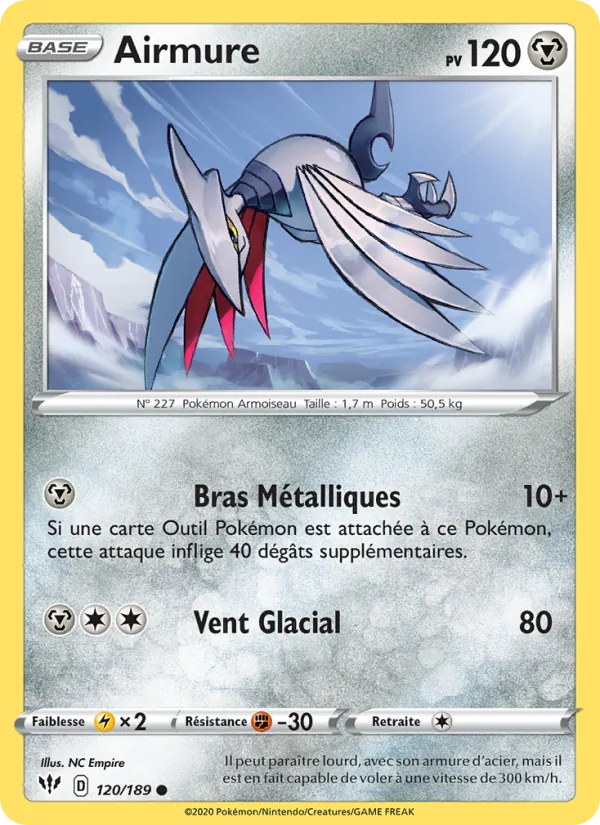 Carte Pokémon Airmure de l'extension Ténèbres Embrasées