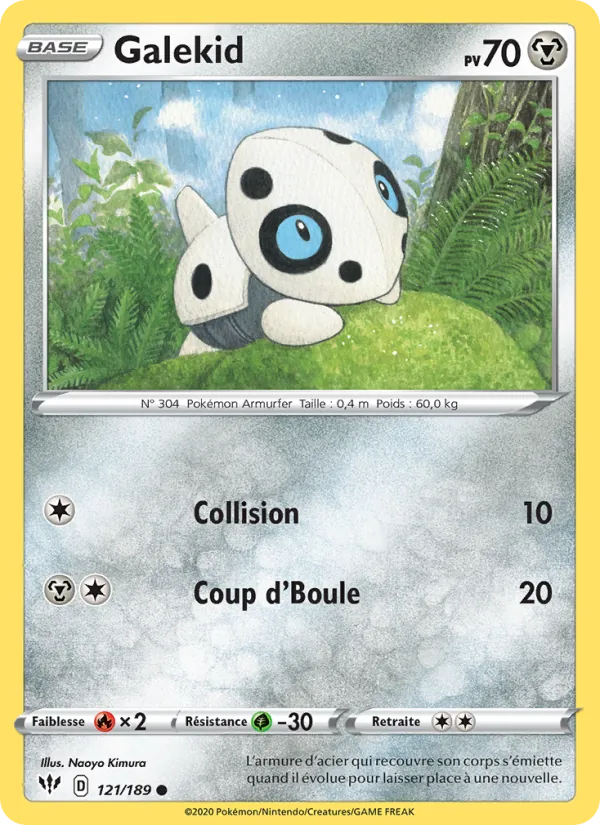 Carte Pokémon Galekid de l'extension Ténèbres Embrasées