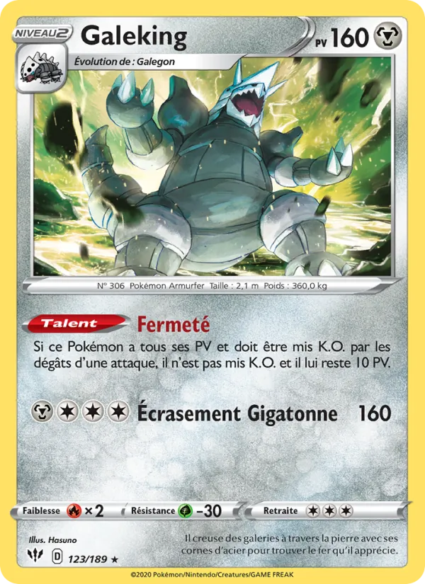 Carte Pokémon Galeking de l'extension Ténèbres Embrasées
