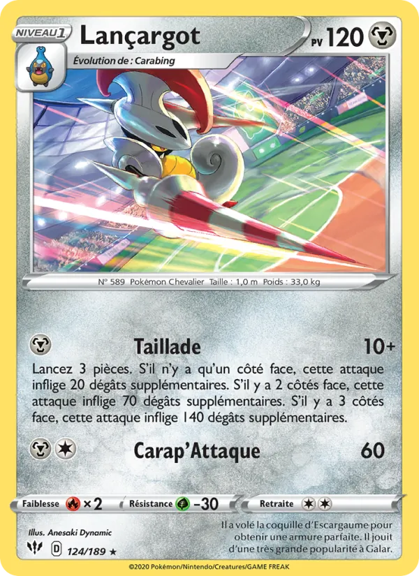 Carte Pokémon Lançargot de l'extension Ténèbres Embrasées