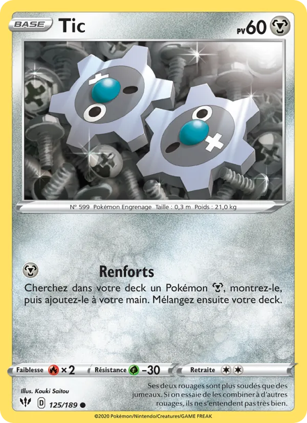 Carte Pokémon Tic de l'extension Ténèbres Embrasées