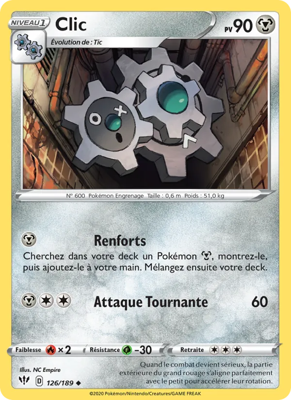 Carte Pokémon Clic de l'extension Ténèbres Embrasées