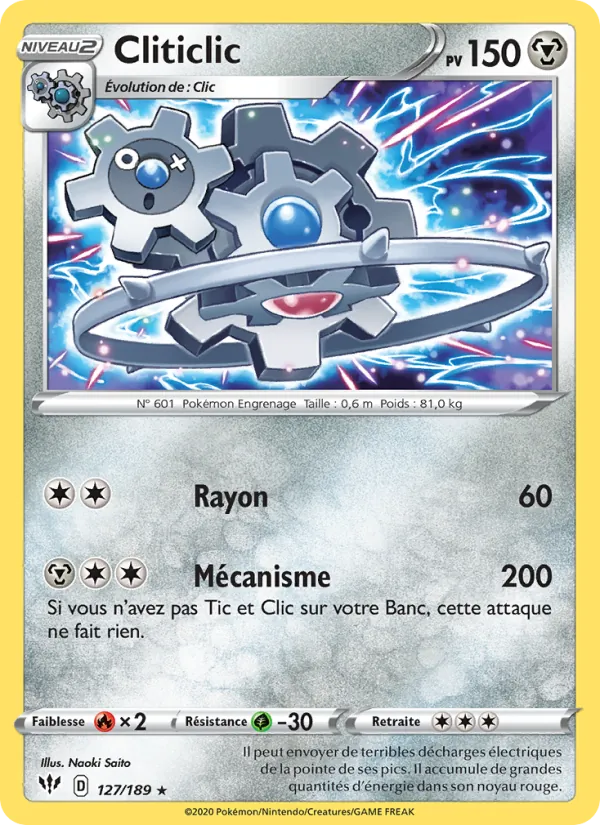 Carte Pokémon Cliticlic de l'extension Ténèbres Embrasées
