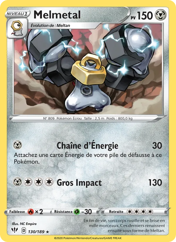Carte Pokémon Melmetal de l'extension Ténèbres Embrasées