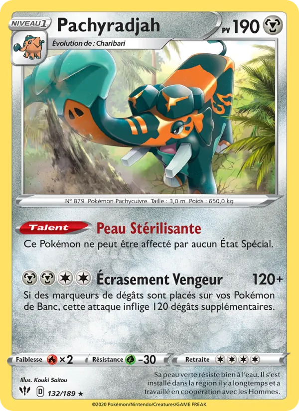 Carte Pokémon Pachyradjah de l'extension Ténèbres Embrasées
