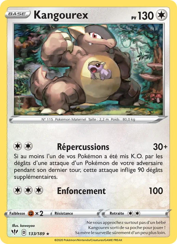 Carte Pokémon Kangourex de l'extension Ténèbres Embrasées