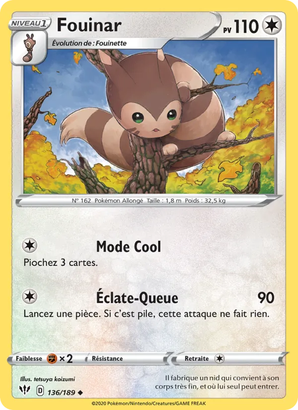 Carte Pokémon Fouinar de l'extension Ténèbres Embrasées