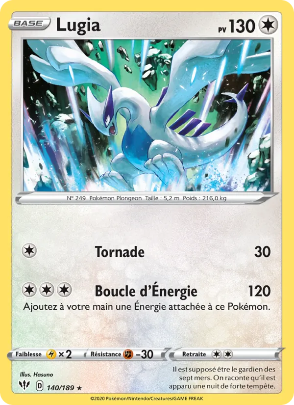 Carte Pokémon Lugia de l'extension Ténèbres Embrasées