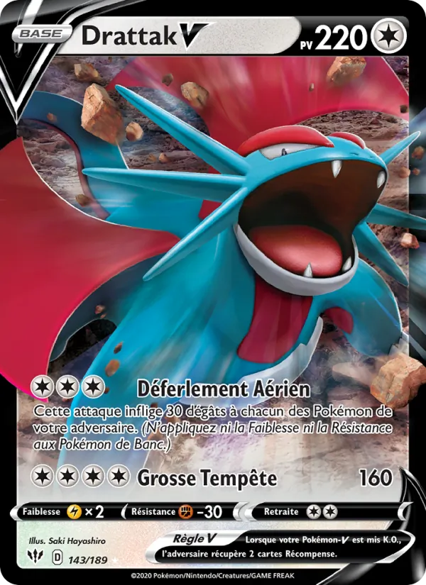 Carte Pokémon Drattak V de l'extension Ténèbres Embrasées