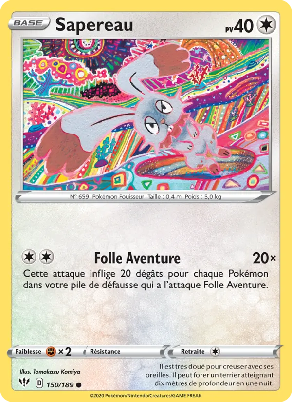 Carte Pokémon Sapereau de l'extension Ténèbres Embrasées
