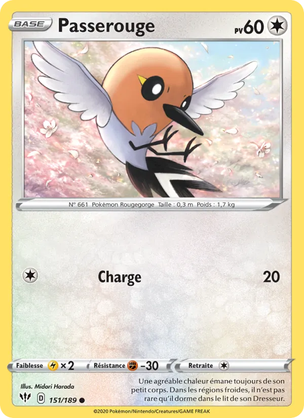 Carte Pokémon Passerouge de l'extension Ténèbres Embrasées