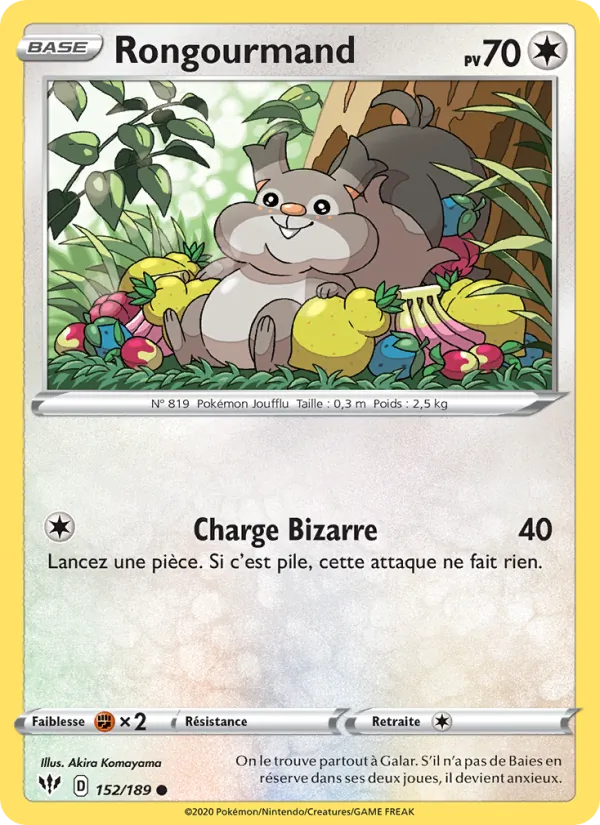 Carte Pokémon Rongourmand de l'extension Ténèbres Embrasées