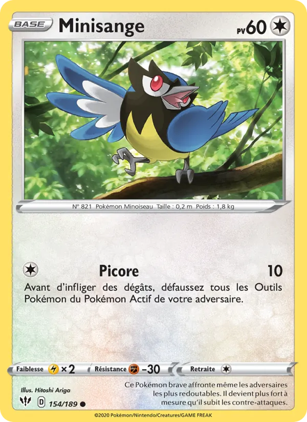 Carte Pokémon Minisange de l'extension Ténèbres Embrasées