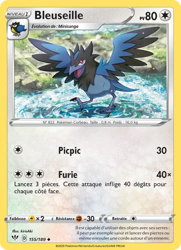 Carte Pokémon Bleuseille de l'extension Ténèbres Embrasées