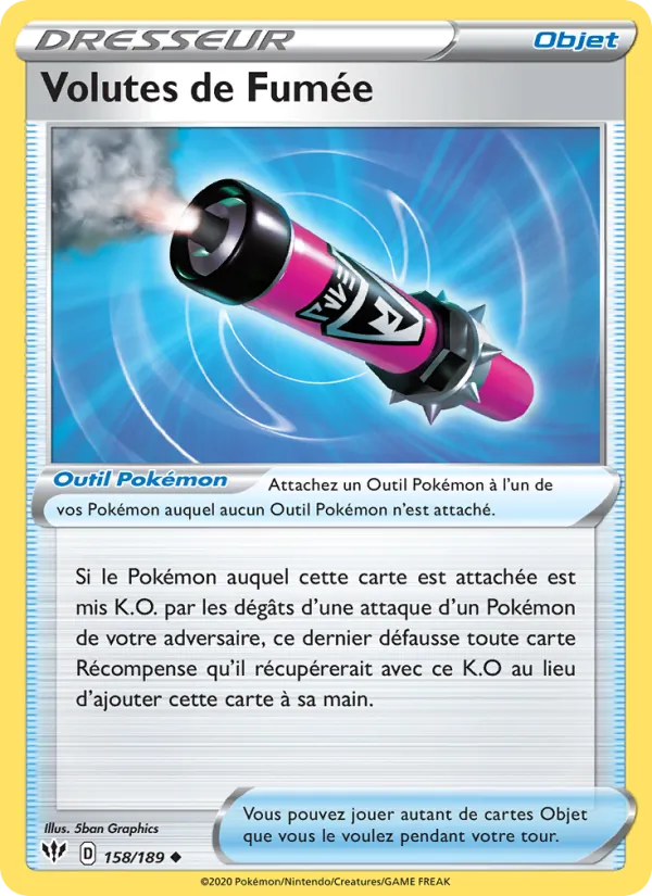Carte Pokémon Volutes de Fumée de l'extension Ténèbres Embrasées