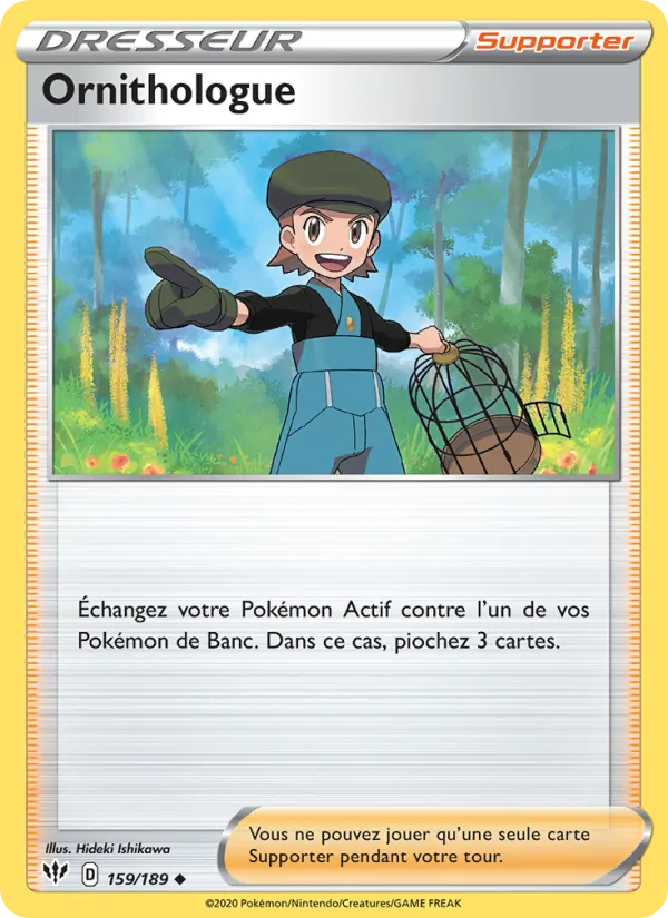 Carte Pokémon Ornithologue de l'extension Ténèbres Embrasées