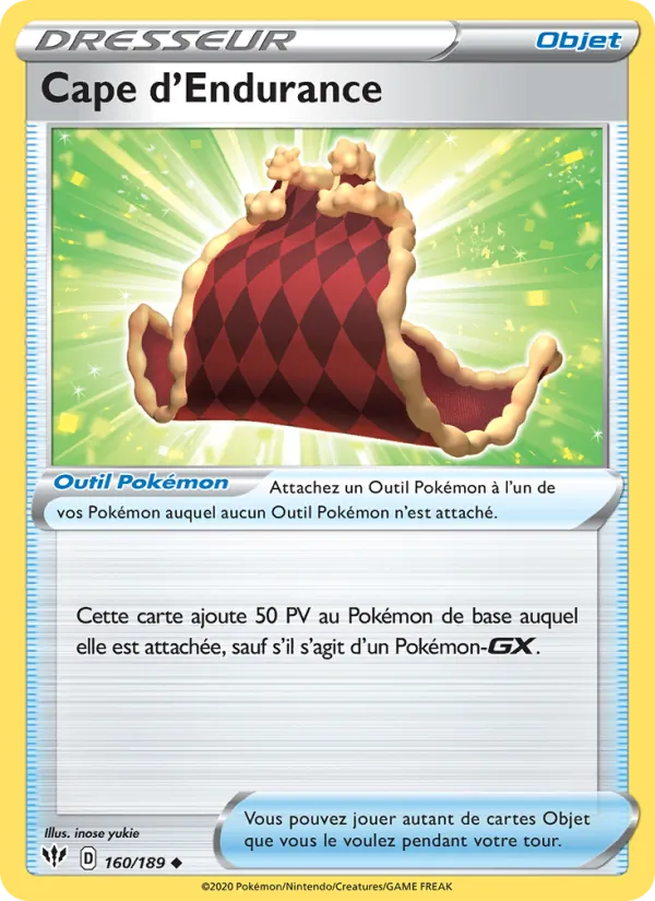 Carte Pokémon Cape d'Endurance de l'extension Ténèbres Embrasées