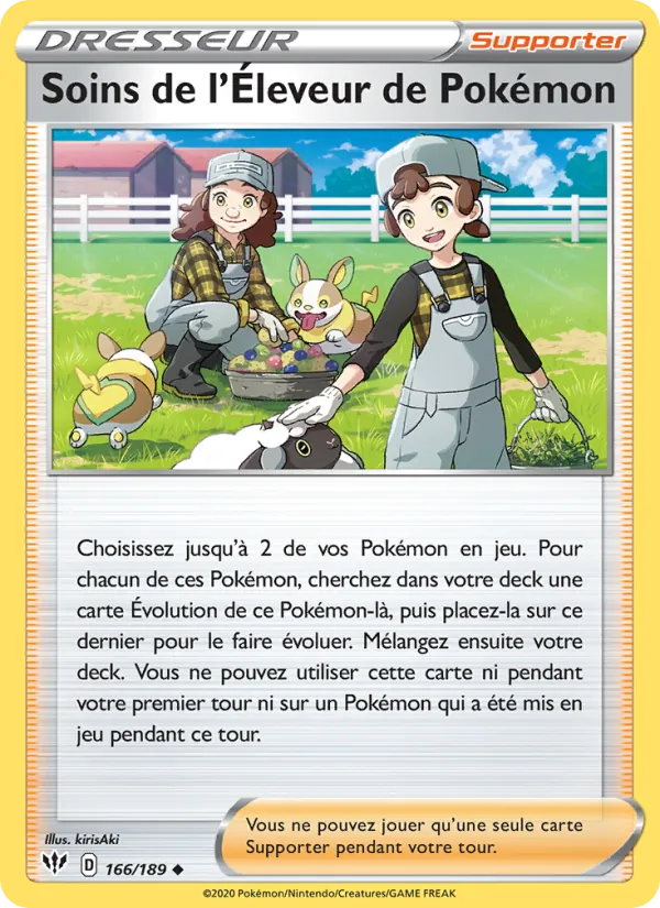 Carte Pokémon Soins de l'Éleveur de Pokémon de l'extension Ténèbres Embrasées