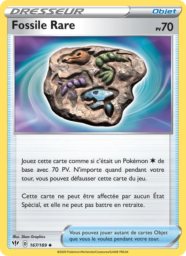 Carte Pokémon Fossile Rare de l'extension Ténèbres Embrasées