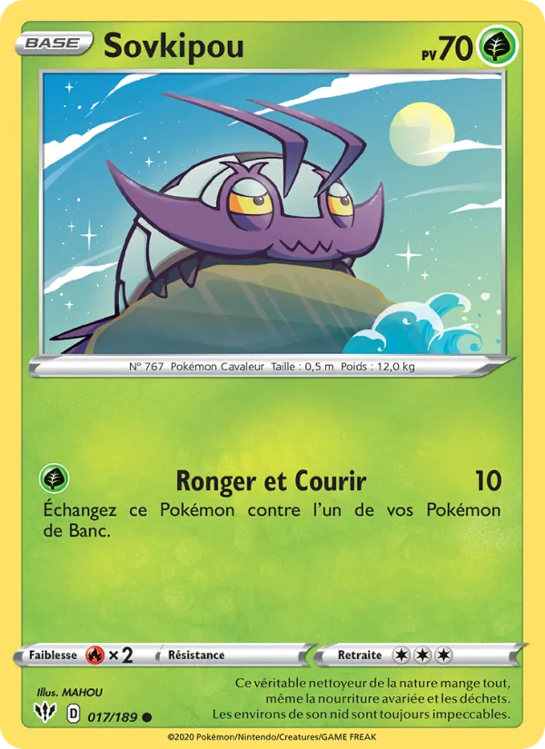 Carte Pokémon Sovkipou de l'extension Ténèbres Embrasées