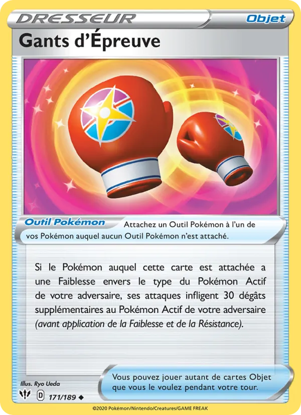Carte Pokémon Gants d'Épreuve de l'extension Ténèbres Embrasées