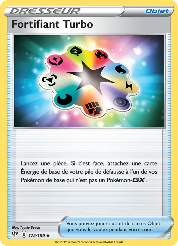 Carte Pokémon Fortifiant Turbo de l'extension Ténèbres Embrasées