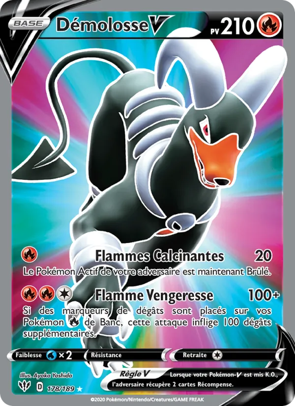 Carte Pokémon Démolosse V de l'extension Ténèbres Embrasées