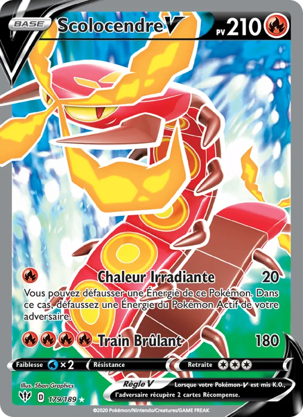 Carte Pokémon Scolocendre V de l'extension Ténèbres Embrasées