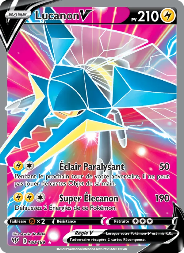 Carte Pokémon Lucanon V de l'extension Ténèbres Embrasées