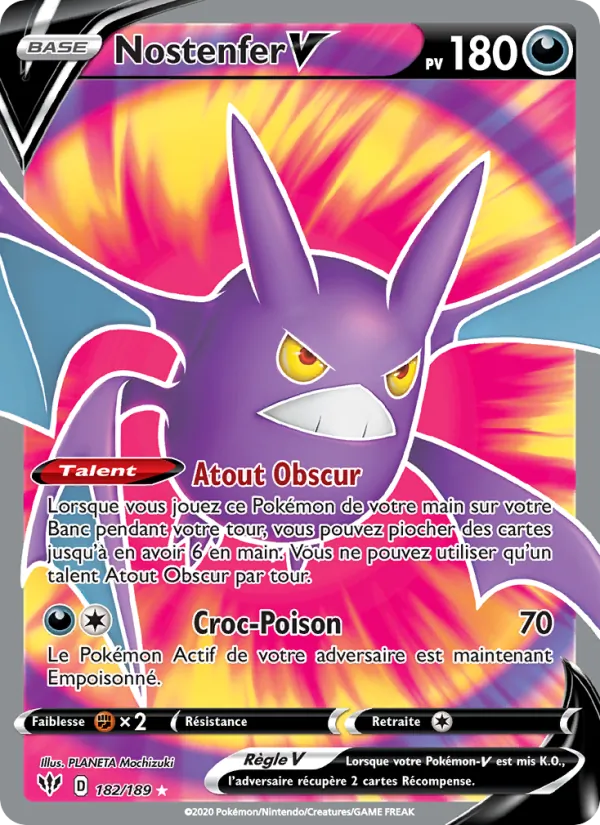 Carte Pokémon Nostenfer V de l'extension Ténèbres Embrasées