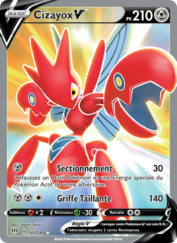 Carte Pokémon Cizayox V de l'extension Ténèbres Embrasées