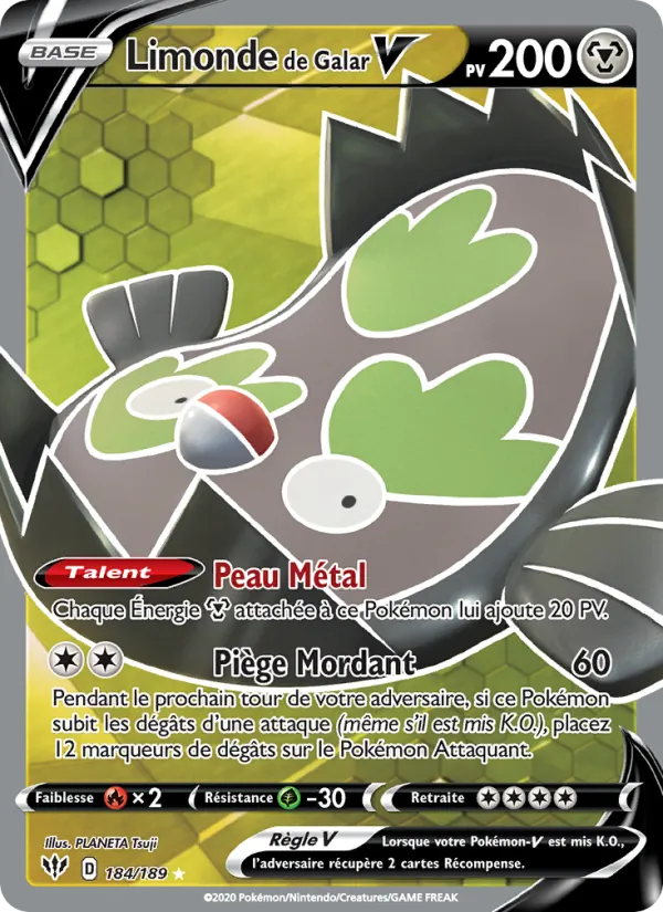 Carte Pokémon Limonde de Galar V de l'extension Ténèbres Embrasées