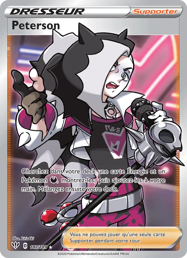 Carte Pokémon Peterson de l'extension Ténèbres Embrasées