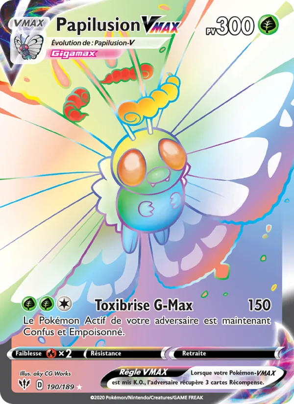 Carte Pokémon Papilusion VMAX de l'extension Ténèbres Embrasées