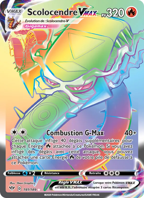Carte Pokémon Scolocendre VMAX de l'extension Ténèbres Embrasées