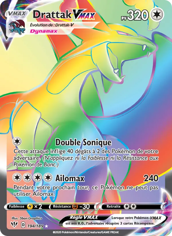 Carte Pokémon Drattak VMAX de l'extension Ténèbres Embrasées