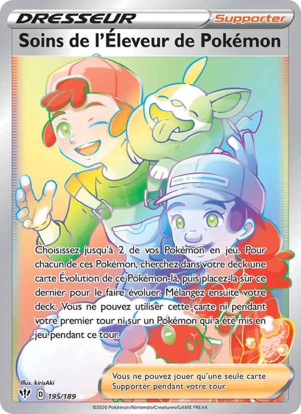 Carte Pokémon Soins de l'Éleveur de Pokémon de l'extension Ténèbres Embrasées