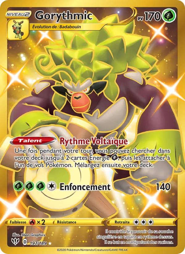 Carte Pokémon Gorythmic de l'extension Ténèbres Embrasées