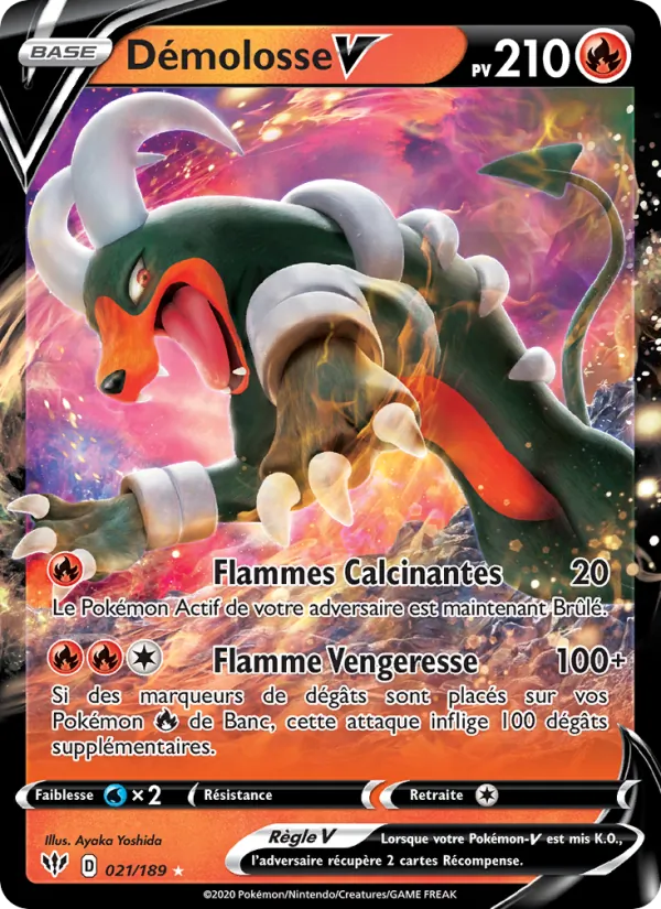 Carte Pokémon Démolosse V de l'extension Ténèbres Embrasées