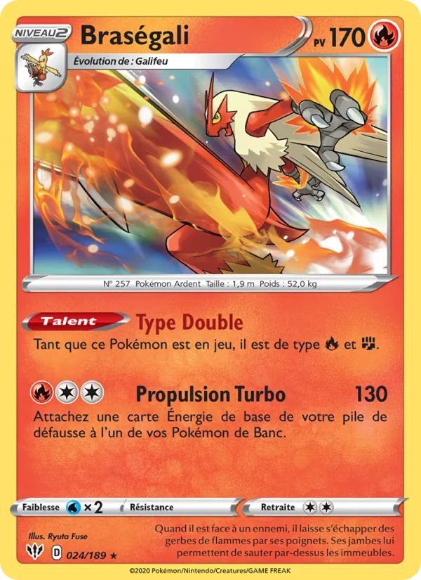 Carte Pokémon Braségali de l'extension Ténèbres Embrasées