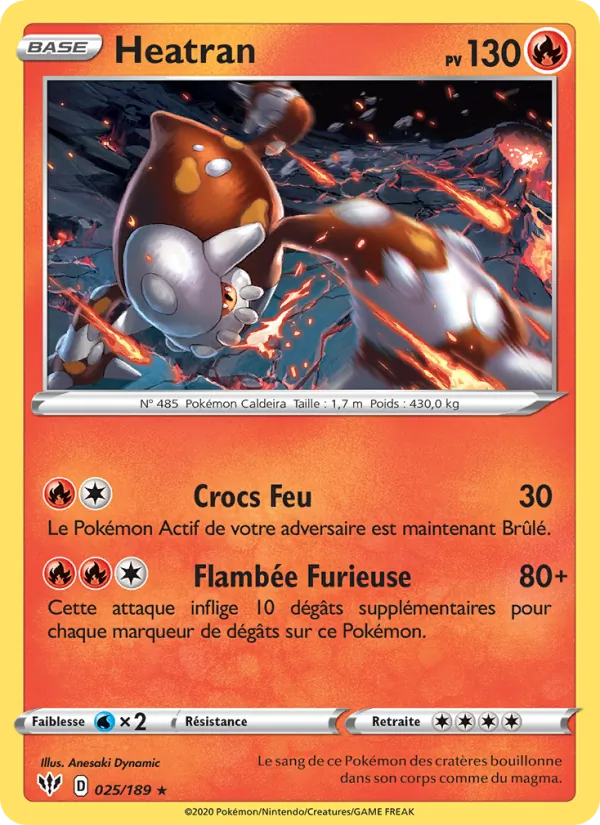 Carte Pokémon Heatran de l'extension Ténèbres Embrasées
