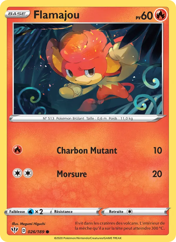 Carte Pokémon Flamajou de l'extension Ténèbres Embrasées