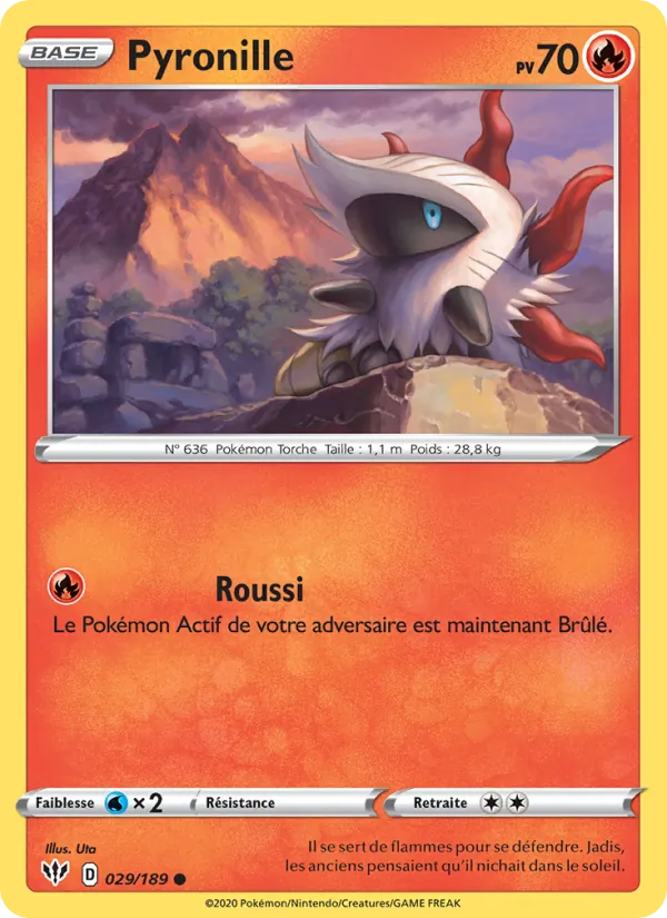 Carte Pokémon Pyronille de l'extension Ténèbres Embrasées