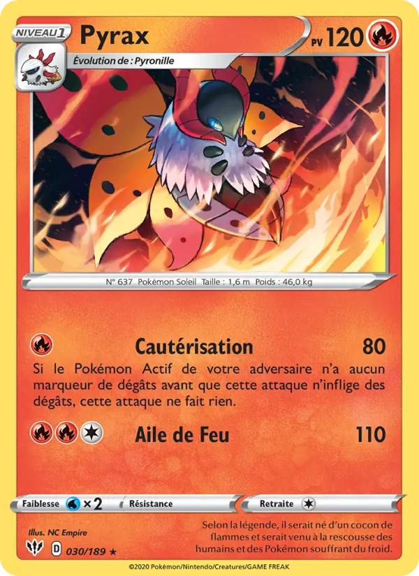Carte Pokémon Pyrax de l'extension Ténèbres Embrasées