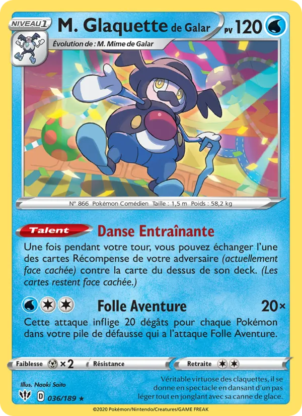 Carte Pokémon M. Glaquette de Galar de l'extension Ténèbres Embrasées